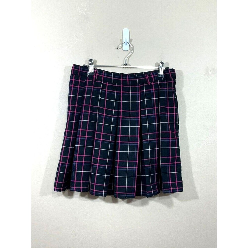 Hot Topic Womens Plaid Pleated Mini Skirt M Black School Girl Academia Preppy